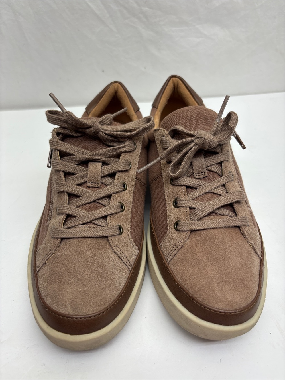 Vionic Brown Suede & Canvas Lace-Up Sneakers, SZ 8, box 51